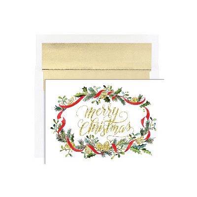 JAM PAPER Christmas Cards & Matching Envelopes Set 7 6/7" x 5 5/8" Merry Pines 16/Pack (526940200) 