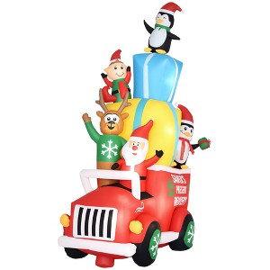 Aghana Digitals 7.5ft LED Lighted Inflatable Fire Truck with Santa & Tree, Weather-Resistant - 1 of 4