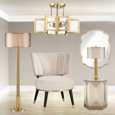 Modern Brass and Glass Star Semi-Flush Mount Ceiling Light