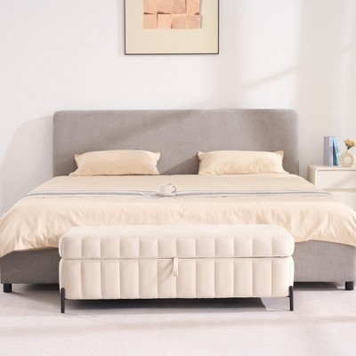 Aortzio 49.21”W Wide Velvet Upholstered Storage Bench