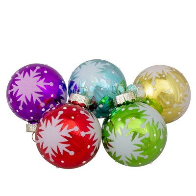 Assorted Multicolor Glass Christmas Ball Ornaments Set, 2.25-Inch