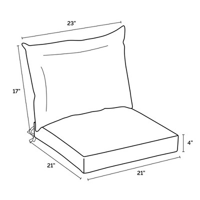 Aurora Damask Black 21" Outdoor Dining Chair Cushion Set