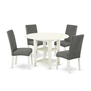 5-Piece Linen White Finish Solid Wood Top-Round Dining Room Set -Seats 4 - 1 of 4