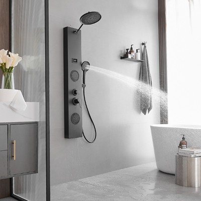 Matte Black 60.55'' Shower Panel with Adjustable Rainfall Shower Head