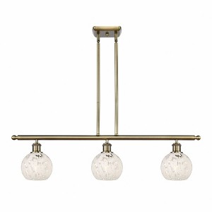 White Mouchette - 3 Light Stem Hung Island In Modern Style-8.5 Inches Tall and 36 Inches Wide - 1 of 1