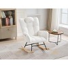 Rocking Chair Teddy Upholstered Glider Rocker Rocking Accent Chair Padded Seat with High Backrest Armchair Comfy Side Chair - 3 of 4