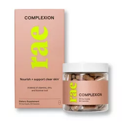 Rae Complexion Dietary Supplement Vegan Capsules for Healthy Clear Skin - 60ct