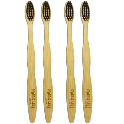 5 Star Super Deals Natural Bamboo Charcoal Toothbrush - 100% Organic, Biodegradable, Eco-Friendly Toothbrush, Extra Soft BPA-Free Bristles - 4pc Set