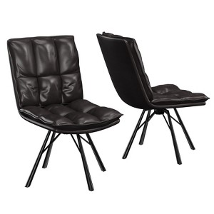 Bestier Upholstered Dinning Chair, Single PU Leather Kitchen Chair, Ergonomic Home Office Desk Chair, 18.5''Seat Height Soft Table Chair, Black - 1 of 4