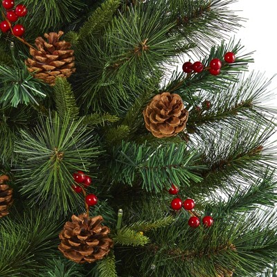 5ft Green Pine Artificial Christmas Tree with LED Lights and Pine Cones