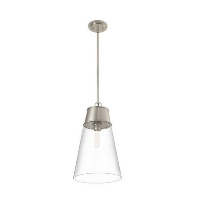 Wentworth Mini 1-Light Pendant in Brushed Nickel with Clear Glass