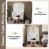 KWPZQEB Antique Makeup Vanity Desk with Triple Mirror, Dressing Table Set with Stool, Storage Shelf & Drawers, Full Length Mirror for Bedroom, White - 4 of 4