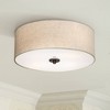 Regency Hill Sylvan Modern Ceiling Light Flush Mount Fixture 18" Wide Bronze 4-Light Oatmeal Fabric Drum Shade for Bedroom Kitchen Living Room Hallway - 2 of 4