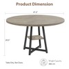 Industrial Round Dining Table, 47 Inch Wooden Kitchen Table Set for 4 to 6, Dinner Table with Wooden Top and Metal Base for Dining Room - 2 of 4