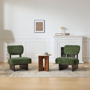 PAGED Modern Minimalist Accent Chair Set of 2 Living Room Chairs with Sturdy Wood Base Comfy Chair for Bedroom - 1 of 4