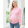 Maternity Shirts Side Button and Ruched Maternity Tunic Tops Casual Puff Long Sleeve Pregnancy Blouse Top Maternity Clothes-style2burgundy XXL - 2 of 2