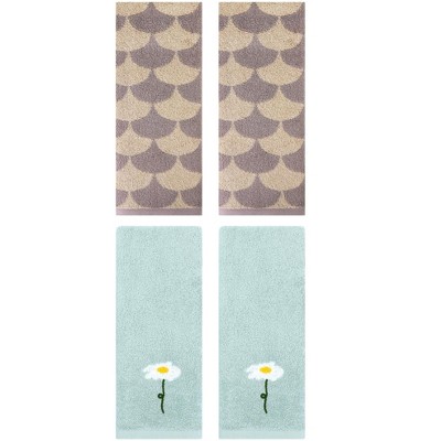 REGALWOVEN 4 Pcs Bathroom Soft Absorbent Hand Towels