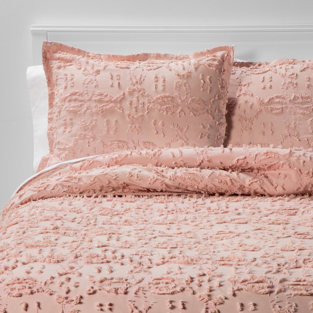 King Clipped Chenille Comforter & Sham Set Blush - Threshold