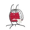 Double Patio Swing Egg Chair With Stand,Wicker Hanging Basket Chair With UV Resistant Cushions,Hammock Chair -Maison Boucle - 4 of 4