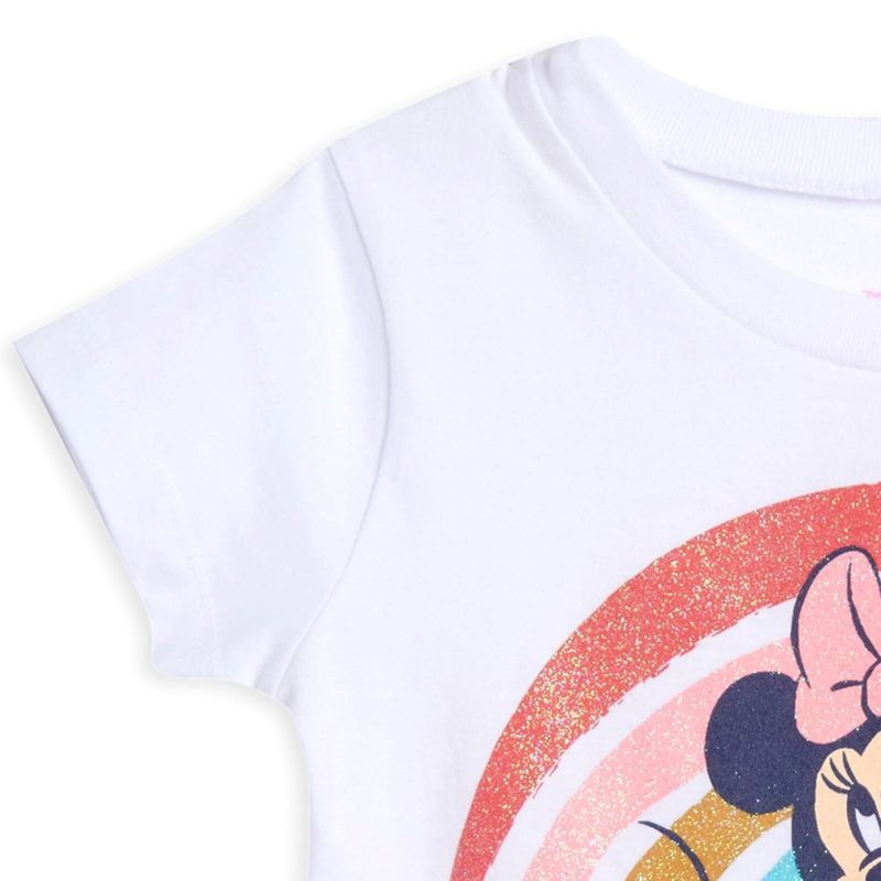 Disney Frozen Minnie Mouse Little Mermaid Elsa Princess Anna Peplum T-Shirt Shorts & Scrunchie 3 Pc Set Infant to Big Kid, 5 of 9