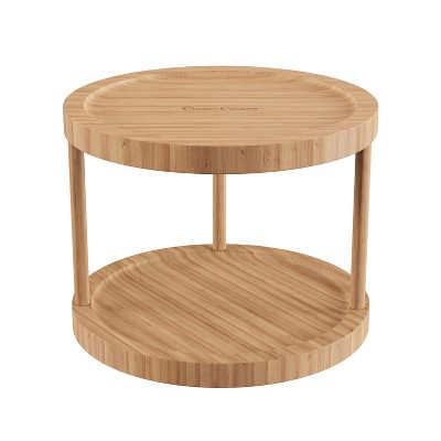 Hastings Home 10" 2-Tier Bamboo Lazy Susan for Kitchens, Pantries, and Vanities - Natural Finish