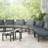 Outdoor Sectional Sofa Set, 8 Pcs Half Moon Sofa With Tempered Glass Coffee Tables, Sofa with Aluminum Frame and PE Cushions-Coolbibila - 2 of 4