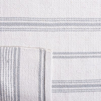 Ivory Flat Woven Cotton Handmade Square Rug, 6' x 6'