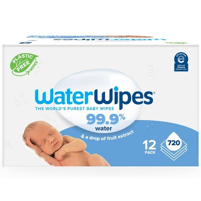 WaterWipes Bundle, Original 720 Count (12 packs) & XL Bathing Wipes 16  Count (1 pack), Plastic-Free, 99.9% Water Based Wipes, Unscented