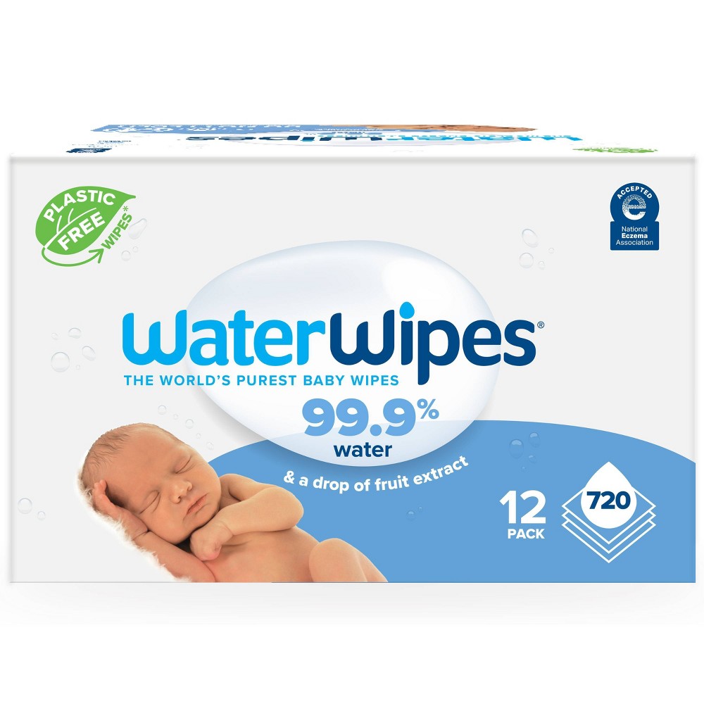 WaterWipes Plastic-Free Original Unscented 99.9% Water Based Baby Wipes - 720ct