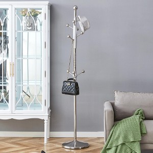 Grungis Stainless Steel Freestanding Coat Racks with Detachable Bracket,Hall Tree with 9 Hooks,Entryway Furniture for Hanging Clothes - 1 of 4