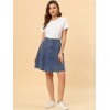 INSPIRE CHIC Women's High Waist A-Line Flared Pleated Above Knee Denim Skirt - 3 of 4