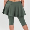 Calypsa Women's Plus Size Chlorine Resistant High Waisted Flared Swim Skort With Attached Capri Leggings - 2 of 3