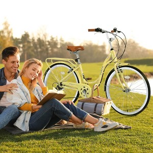 Whisen 26" Ladies Bicycle, Adult Outdoor Bicycle with 7-Speed Gear, Steel Frame, Double Brakes - 1 of 4