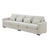 JUJABU 104" Modern 4-Seater Linen Fabric Sofa with Armrest Storage Pockets and 4 Matching Pillows – Minimalist Style for Living Room - 2 of 4