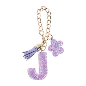 Unique Bargains Star Sequin Letter J Flower Tassel Water Cup Pendant Purple 1 Pc - 1 of 4