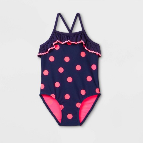 Toddler Girls Polka Dots One Piece Swimsuit Cat Jack Navy Target