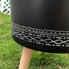 19.5" Classic Cylindrical Lightweight Concrete Outdoor Planter with 3 Wooden Legs Black - Rosemead Home & Garden, Inc.: - 2 of 4