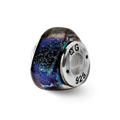 Black Bow Jewelry Blue Green Dichroic Glass Triangle Sterling Silver Bead Charm