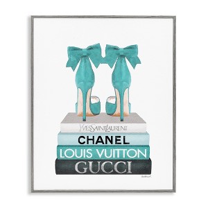 Stupell Industries Turquoise Bow Heels on Books Framed Giclee Art - 1 of 4