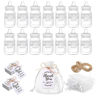 24 Pcs Baby Bottle Opener Baby Shower Party Favor Opener,Organza Bags with Cute Baby Bottle Shaped Opener Gifts for Wedding Party Kids Birthday Party