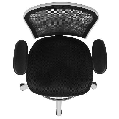 ErgoFlex Black Mesh Drafting Chair with Adjustable Arms and White Frame