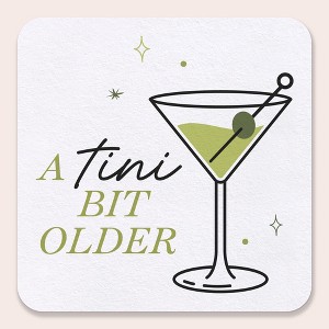 Big Dot of Happiness 25 Ct A Tini Bit Older Drink Coasters, 4-Inch Disposable Square Paper Coasters for Martini Birthday Party - 1 of 4