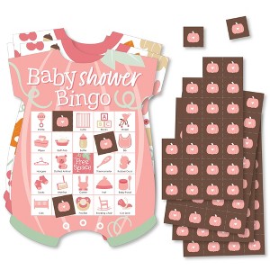 Big Dot of Happiness Girl Little Pumpkin - Picture Bingo Cards and Markers - Fall Baby Shower Shaped Bingo Game - Set of 18 - 1 of 4