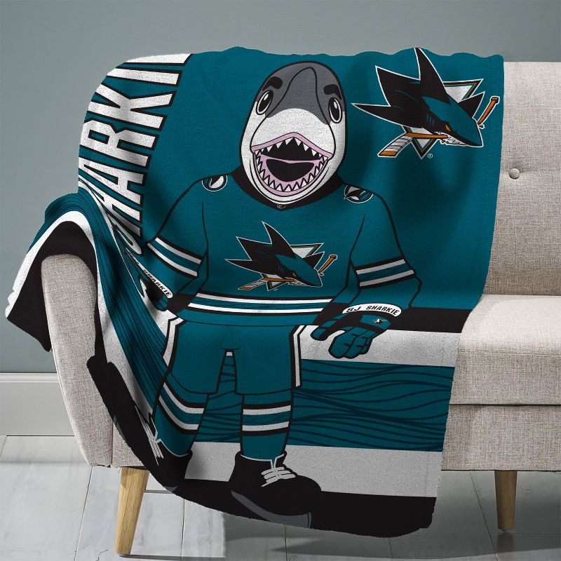 Sleep Squad San Jose Sharks SJ Sharkie Mascot 60 x 80 Raschel Plush Blanket, 1 of 6