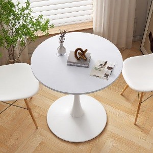 Modern Octagonal Coffee Table with Printed White Marble Table Top, Metal Base, for Dining Room, Kitchen, Living Room, CENGHU Bistro Table - 1 of 4