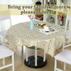 PiccoCasa Flower Printed Water Oil Resistant Vinyl Round Tablecloths Golden 71" Dia - 3 of 4