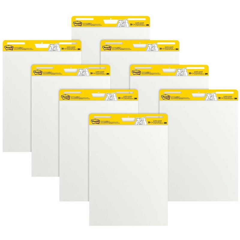 Post-It Self-Stick Easel Pad, 25 x 30 Inches, Unruled, White, 30 Sheets, Pack of 8, 1 of 4