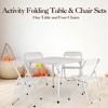 Metal Folding Chairs and Table, Leather Padded Folding Chairs with Comfortable Cushion, Upholstered Activity Table Set for Eating, Reading, Playing - 3 of 4