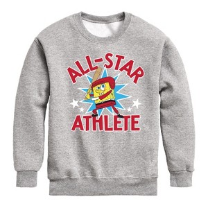 Boys' - SpongeBob SquarePants - American All Star Graphic Long Sleeve Fleece Sweatshirt - 1 of 4
