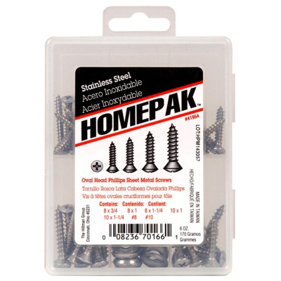 Hillman Homepak Assorted Phillips Oval Head Sheet Metal Screw Kit : Target